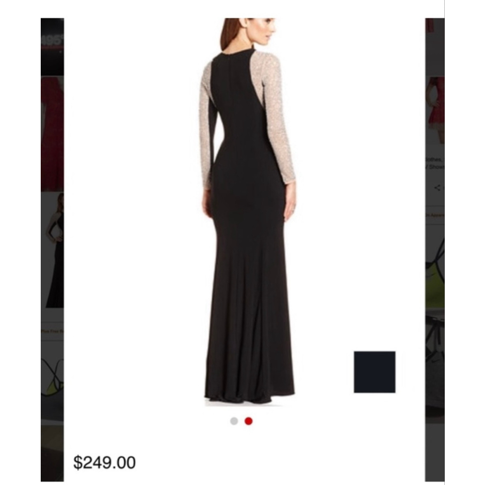 Xscape‎ Women's Long Sleeve Beaded Contour Gown Size 2 - Picture 3 of 6